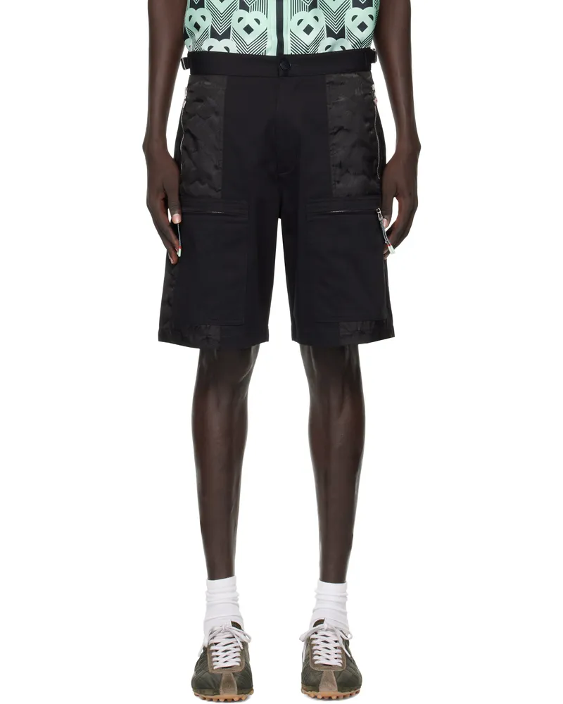 Casablanca Paris Black Nylon Mountain Camo Cargo Shorts Black