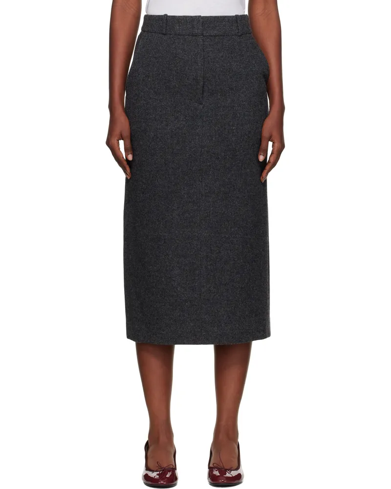 Nothing Written Gray Bany Wool Midi Skirt Dark