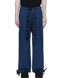 Greg Lauren Navy Pinstripe Trousers Indigo