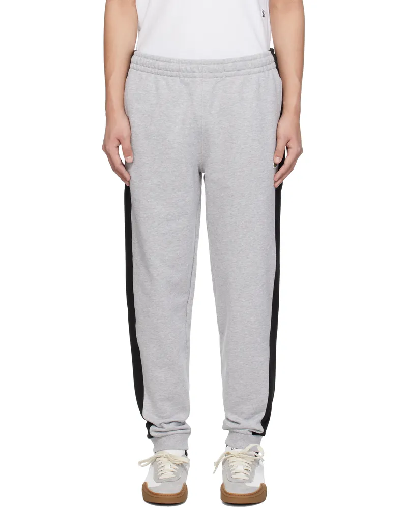 Lacoste Gray & Black Tapered Fit Colorblock Sweatpants Ly3
