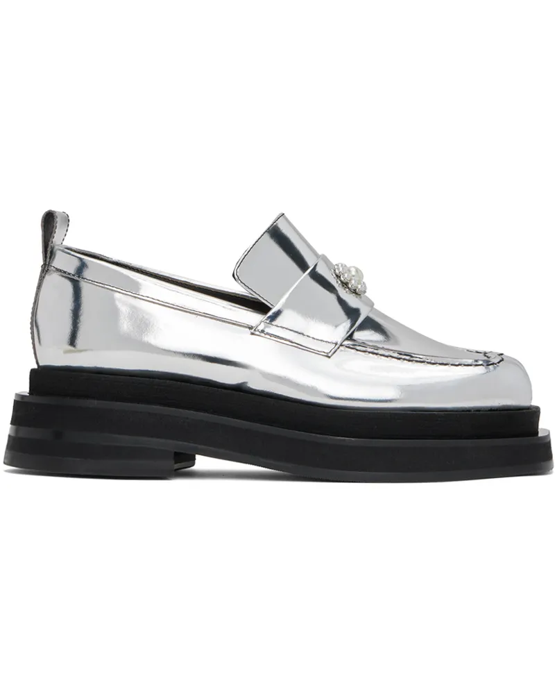 Simone Rocha Silver Heart Toe Platform Loafers Silver