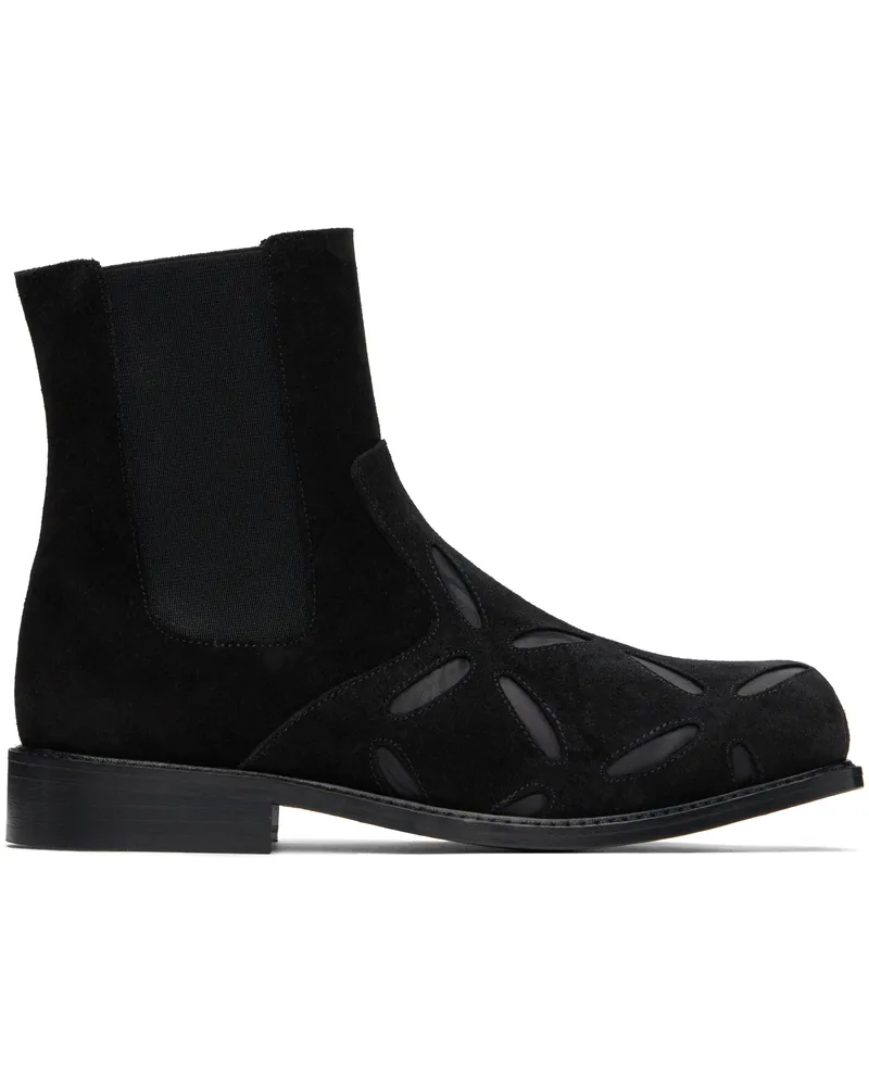 STEFAN COOKE Black Slashed Chelsea Boots Black