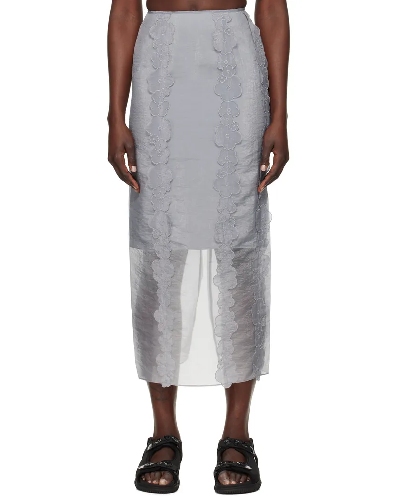 Cecilie Bahnsen Gray Olympia Midi Skirt Grey