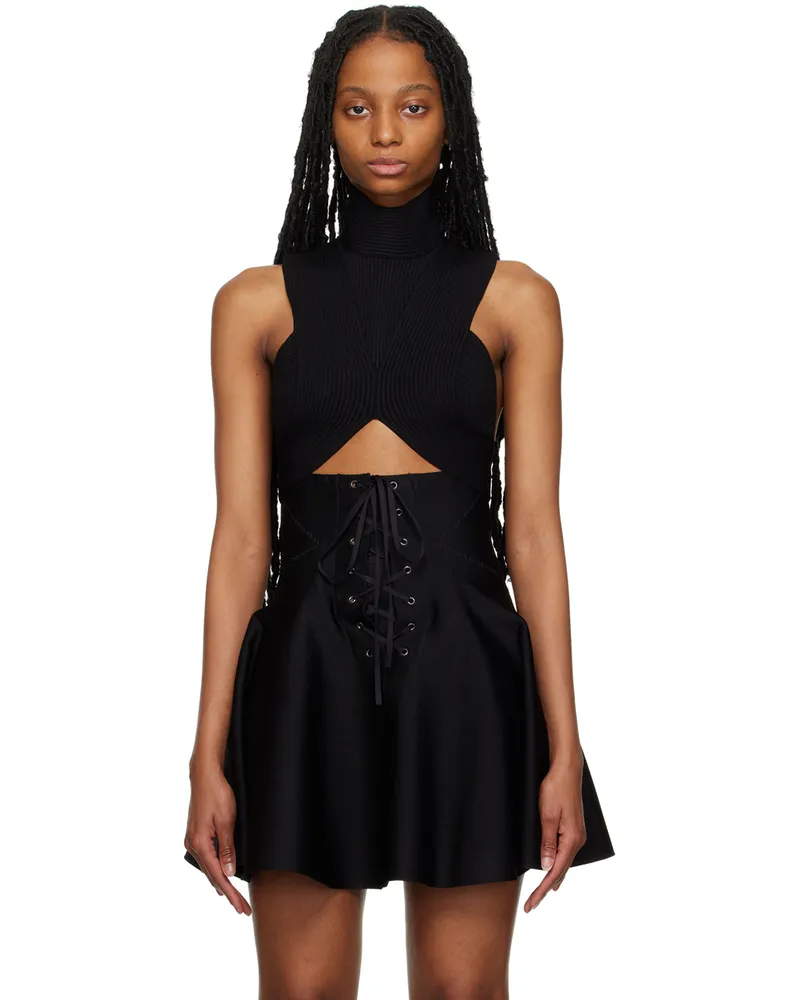 Alaïa Black Circular Rib Crop Tank Top 995