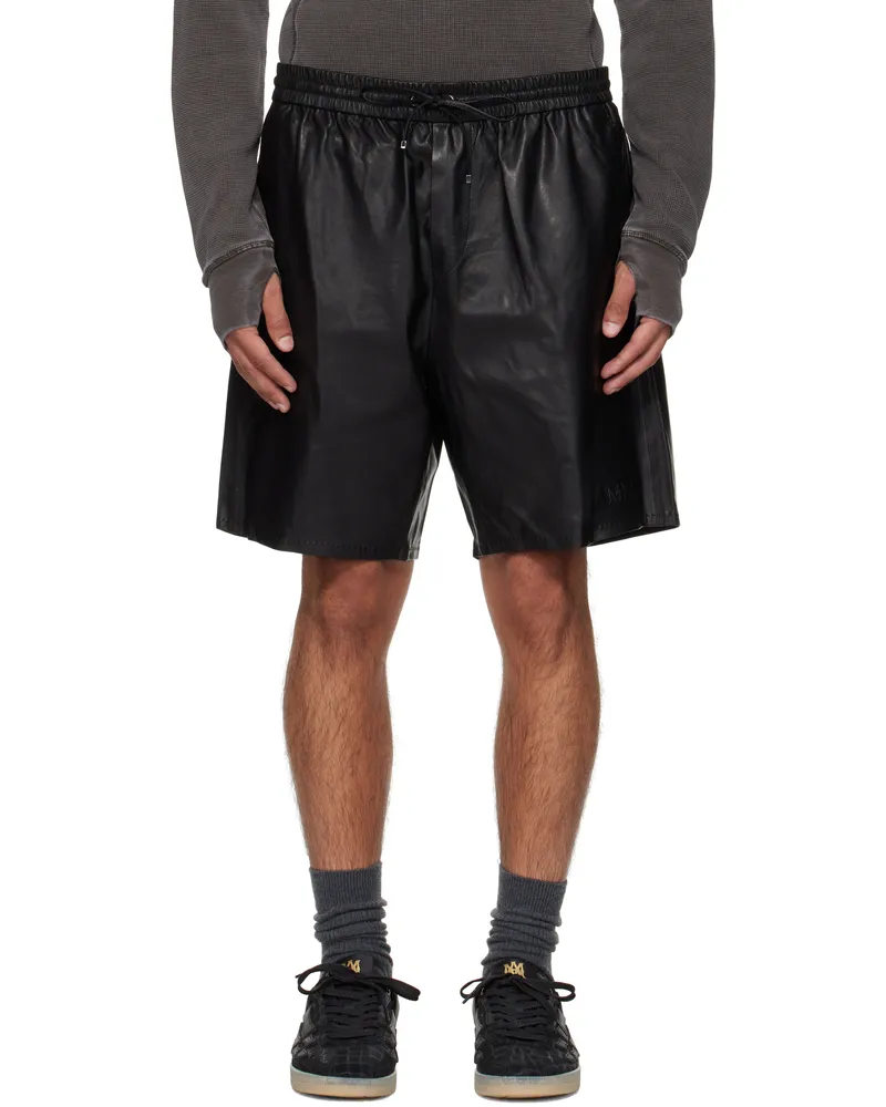 Amiri Black Lightweight Leather Shorts Black