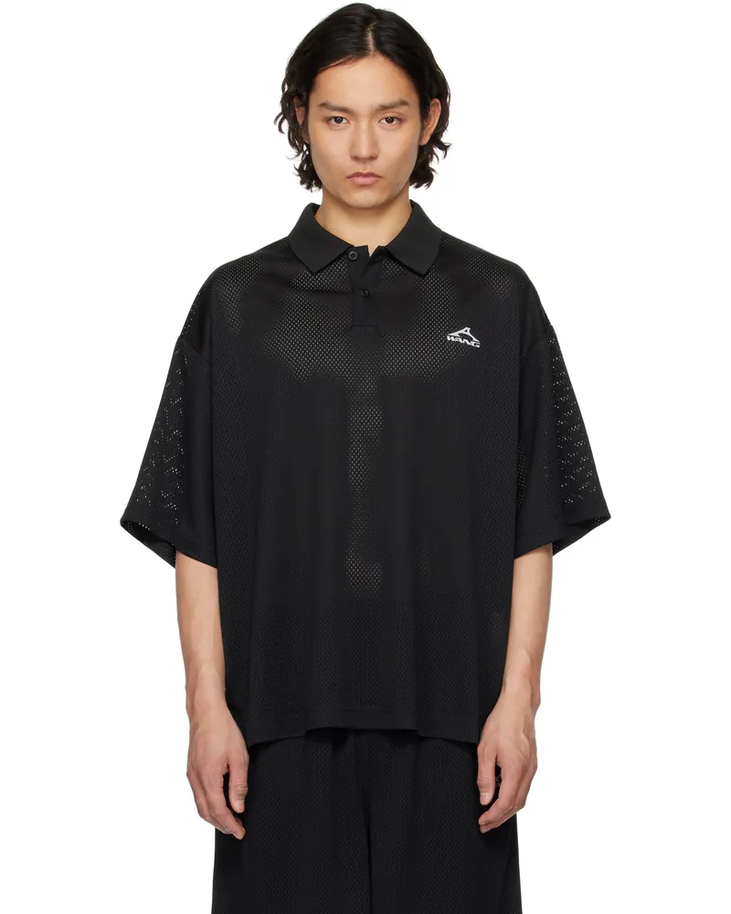 Alexander Wang Black Athletic Mesh Logo Polo Black