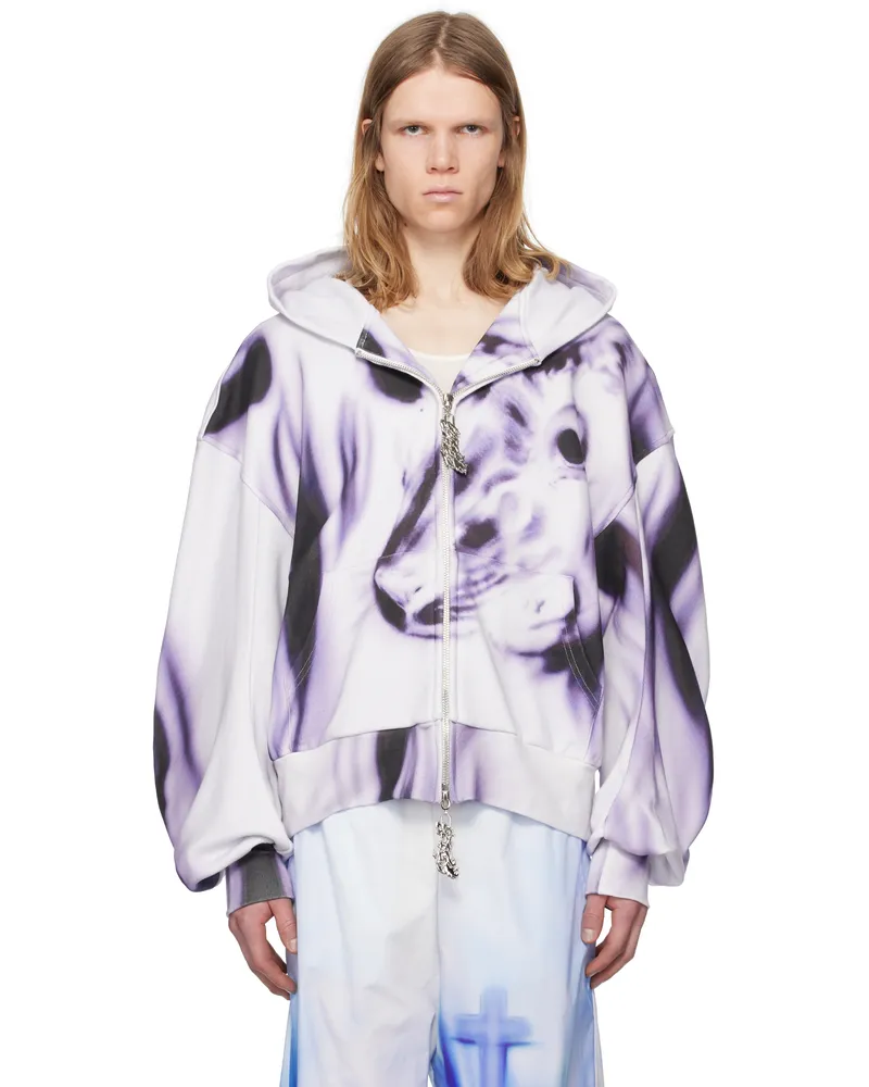 Gerrit Jacob White & Purple Oversized Hoodie Blue