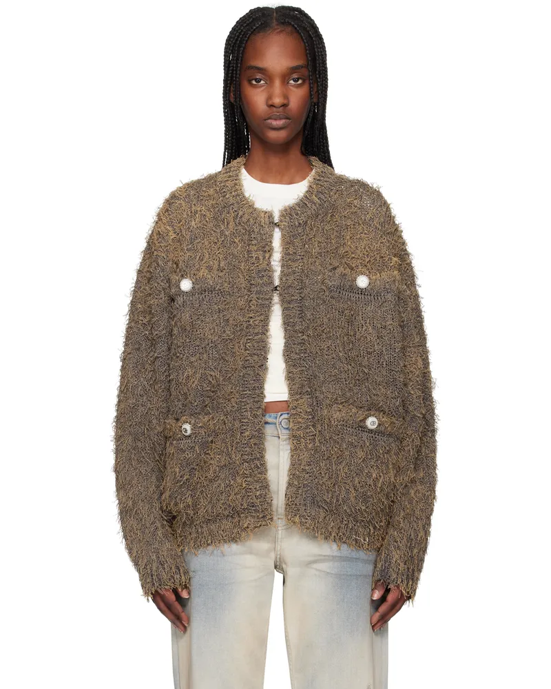 Doublet Gray Tweed Knit Cardigan Grey