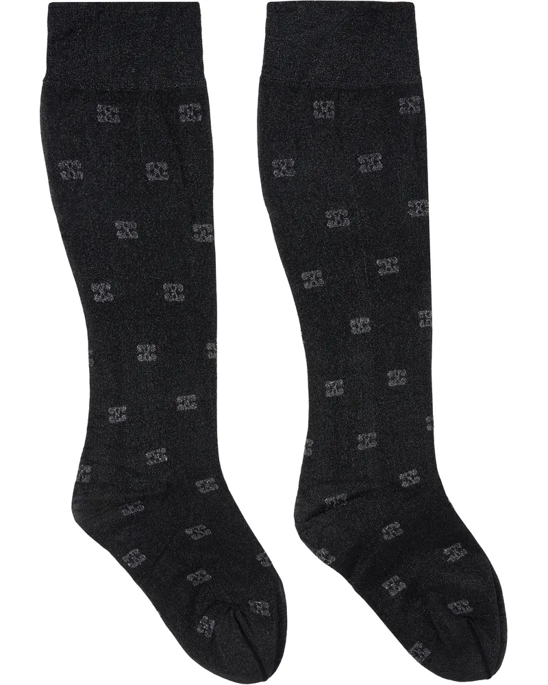 Ganni Black Glitter Butterfly Lace Socks 099