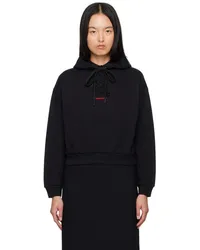 SHUSHU/TONG Black Embroidered-Logo Hoodie Bablack