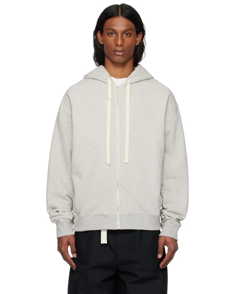 Jil Sander Gray Zipped Hoodie 052