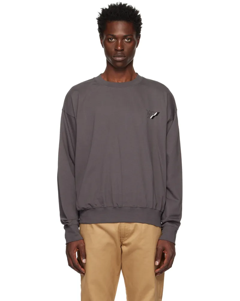 WE 11 DONE Gray W Line Sweatshirt Charcoal