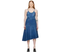 Blue Twisted Denim Midi Dress