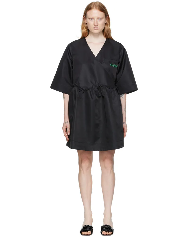 Ganni SSENSE Exclusive Black Recycled Nylon Sport Dress Black