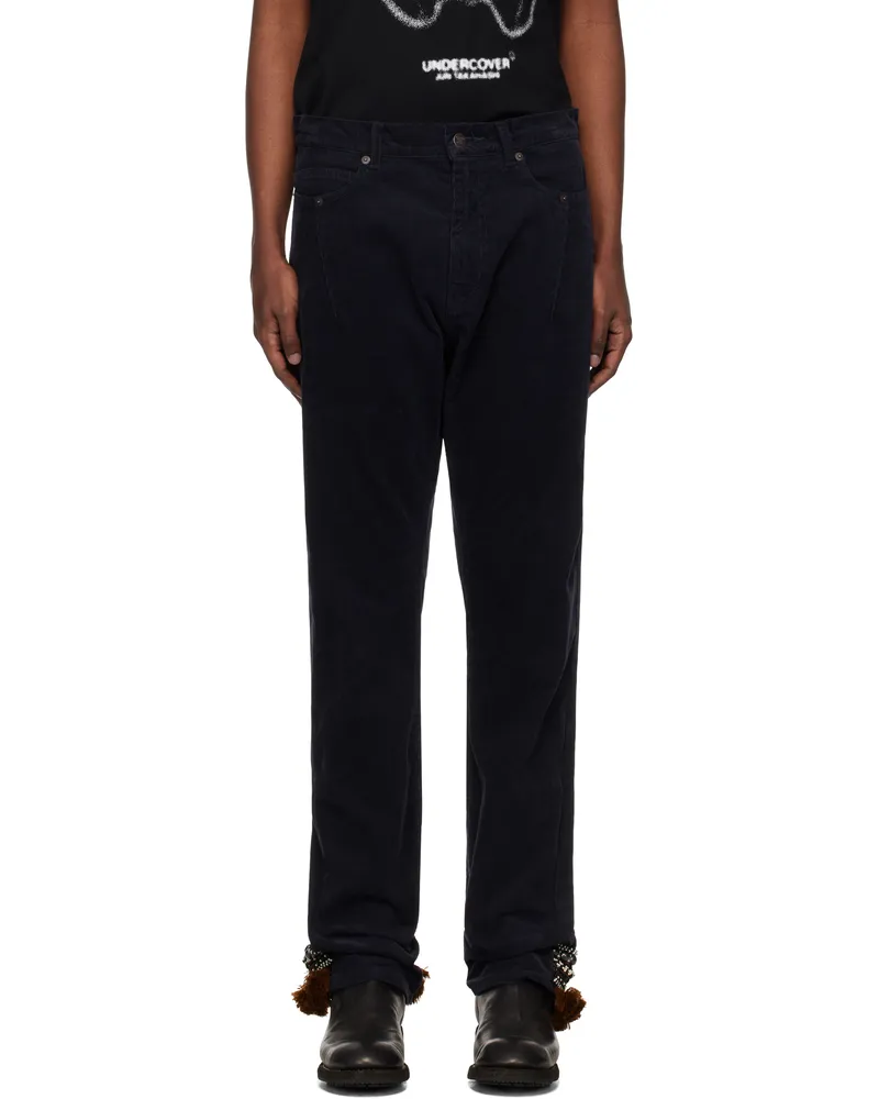 Undercover Navy Contrast Hem Trousers Navy