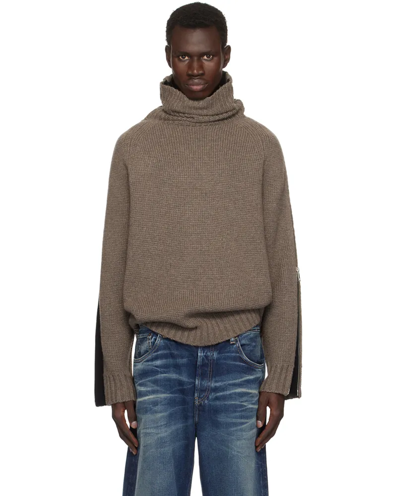 Helmut Lang Taupe Suitcase Turtleneck Taupe