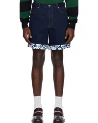 Burberry Indigo Flocked Denim Shorts Indigo