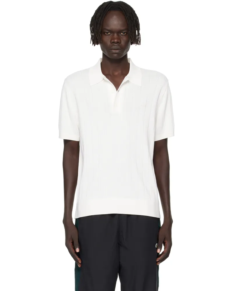 Lacoste White Fluid Ribbed Knit Polo White-70v