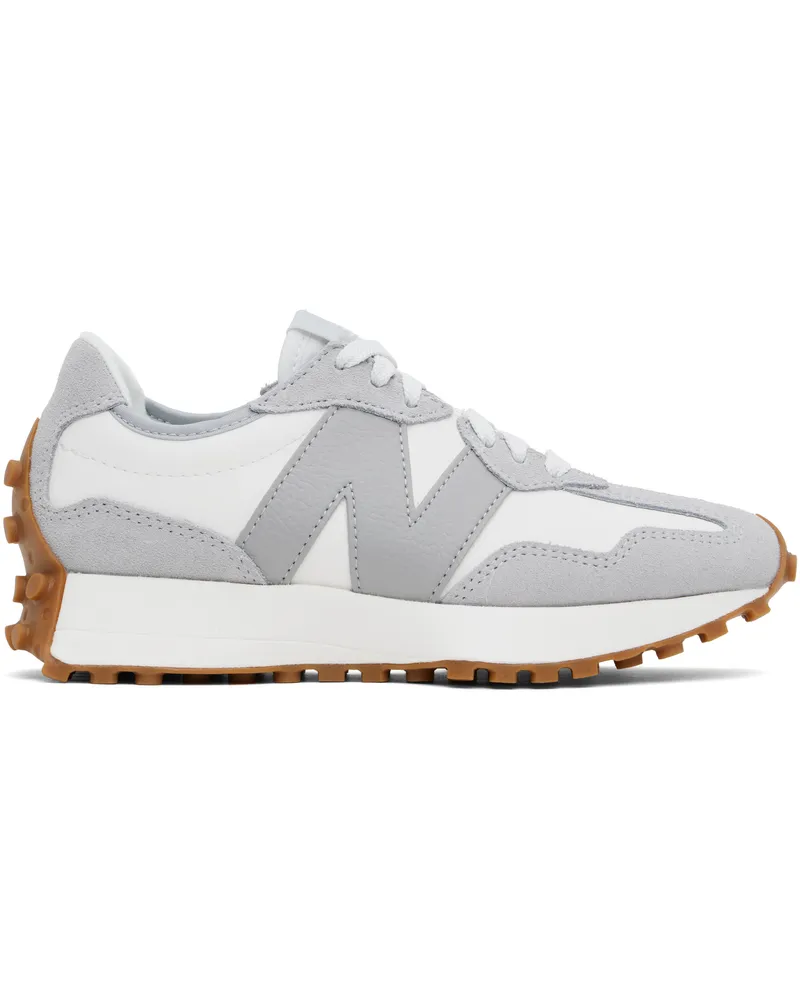 New Balance White & Gray 327 Sneakers Raincloud