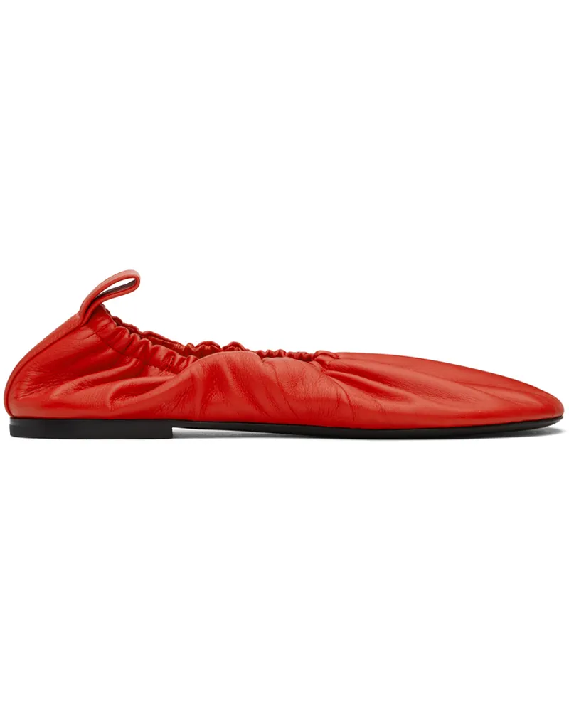 Jil Sander Red Leather Ballerina Flats 626