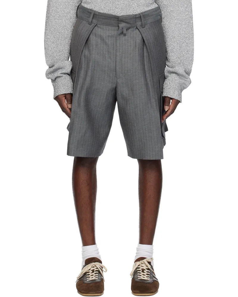 Dries van Noten Gray Pleated Shorts 506