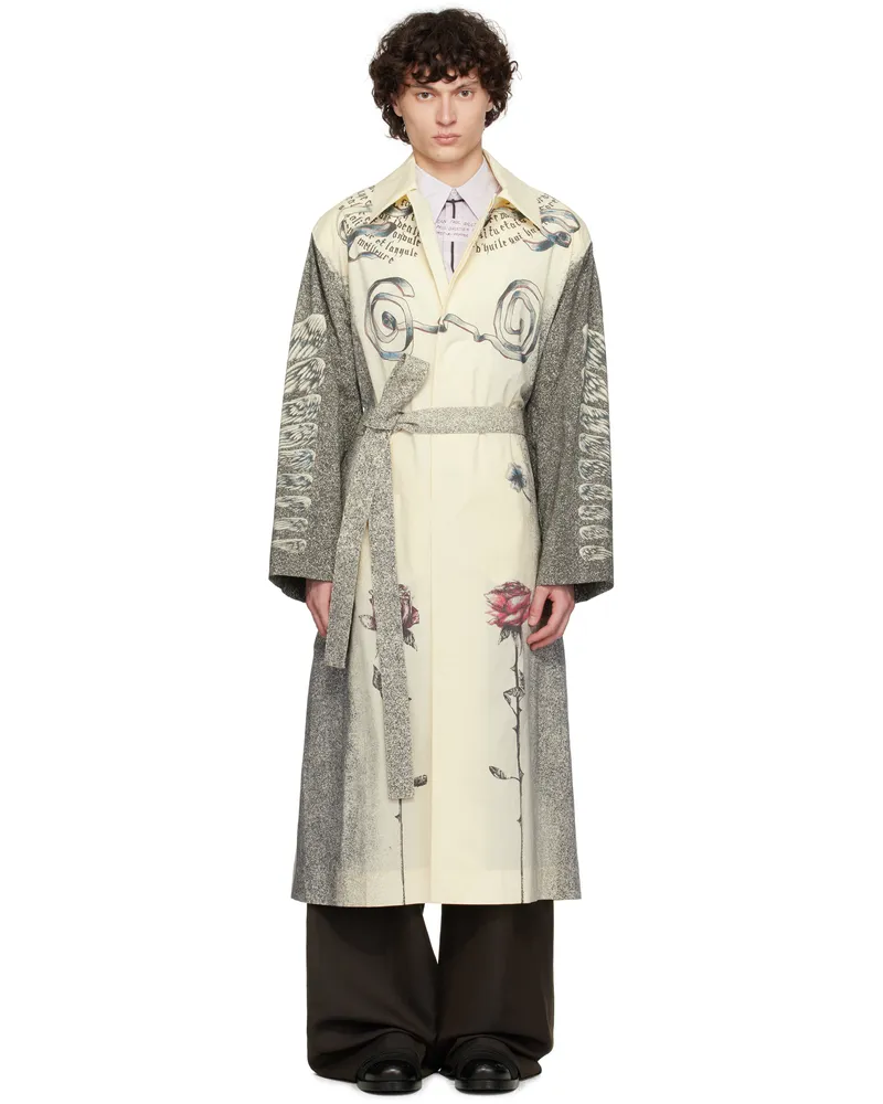 Jean Paul Gaultier Beige 'The Multi-Tattoo' Trench Coat 030030-ecru
