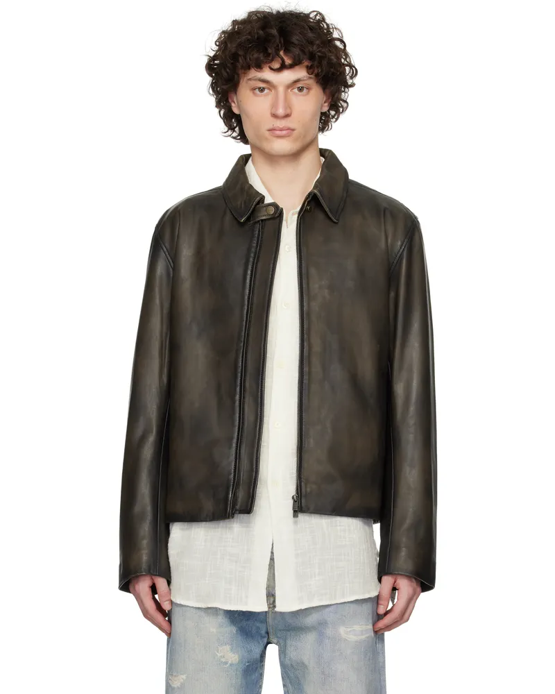 Holzweiler Brown Cillian Leather Jacket Dk.