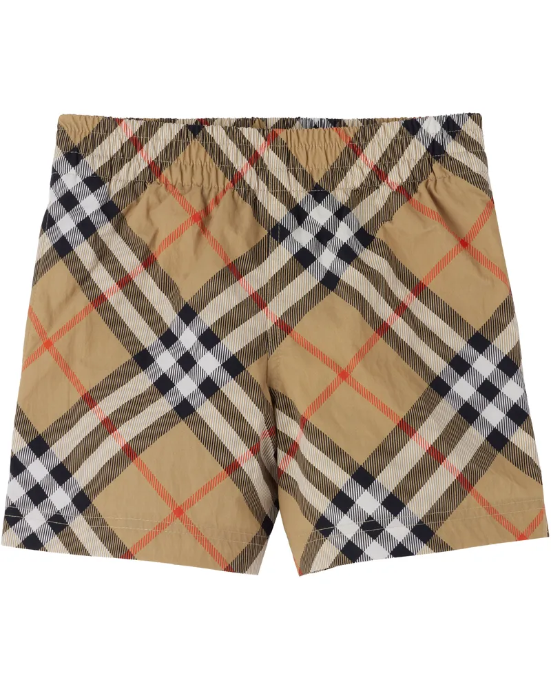 Burberry Kids Beige Check Swim Shorts Sand