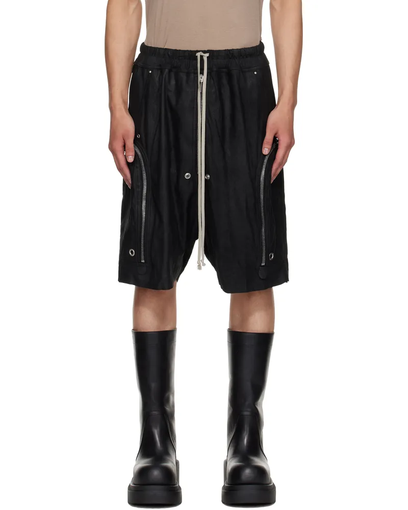 Rick Owens Black Concordians Bauhaus Bela Leather Shorts 09
