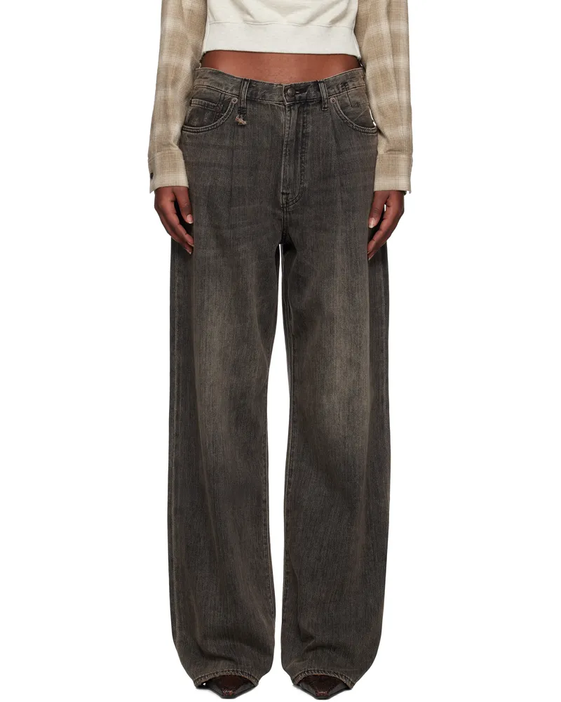 R13 Black Damon Pleated Wide Leg Jeans Ellery