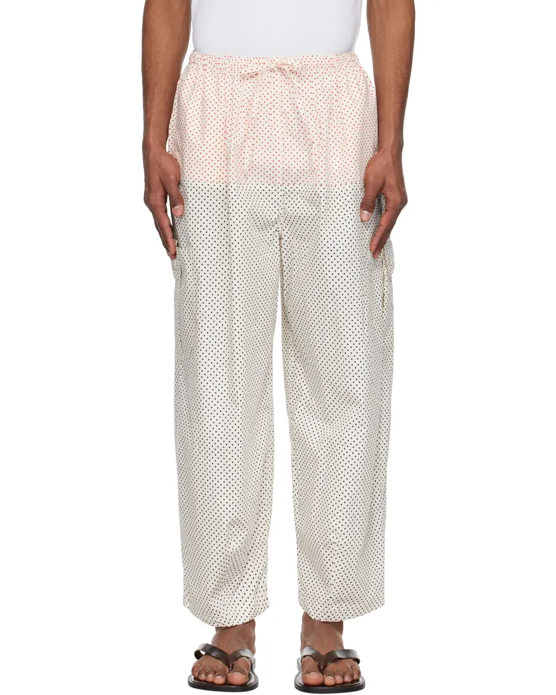 SC103 White & Black Margin Cargo Pants Dot