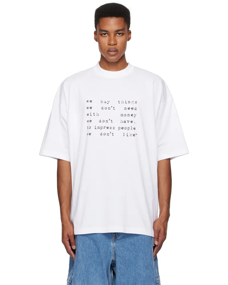 VETEMENTS White 'We Buy Things' Oversized T-shirt White