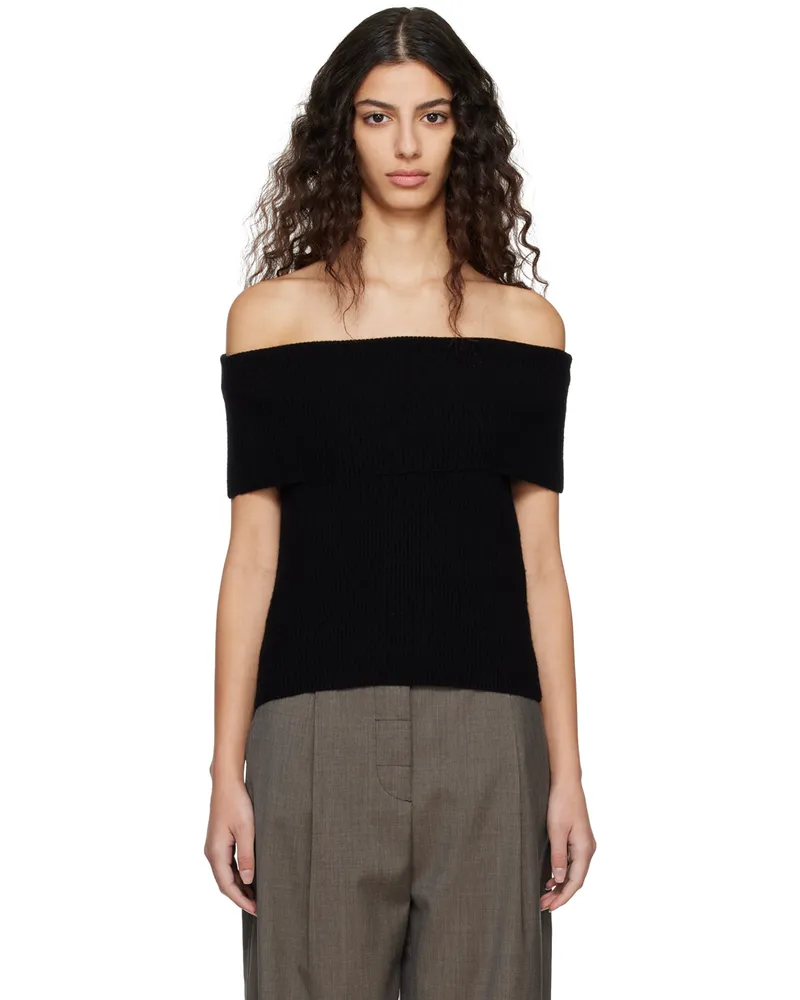 Totême Black Off-Shoulder Sweater 200