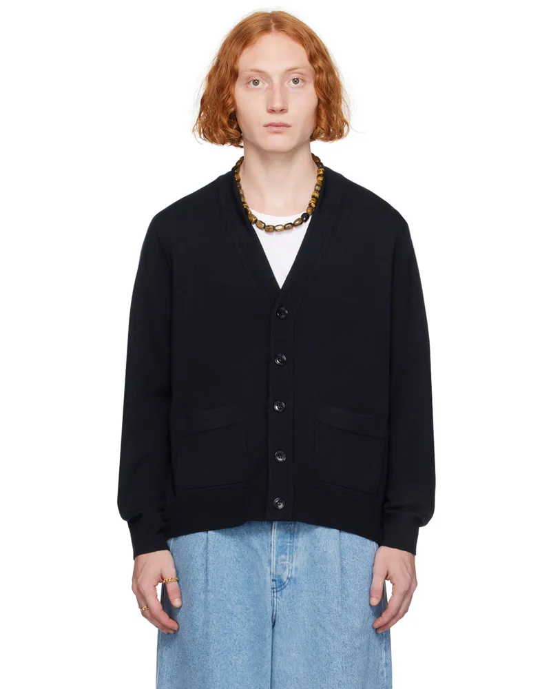 Dries van Noten Navy Merino Wool Cardigan 509
