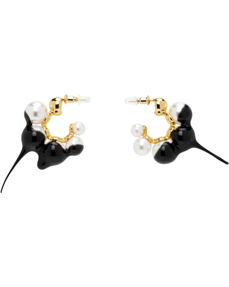 OTTOLINGER Dipped Pearl Mini Hoop Earrings Gldblk