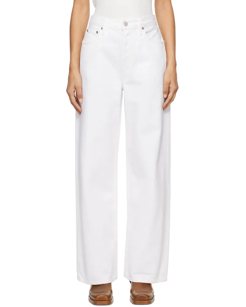 AGOLDE White Low Slung Baggy 30.5 Jeans Milkshake