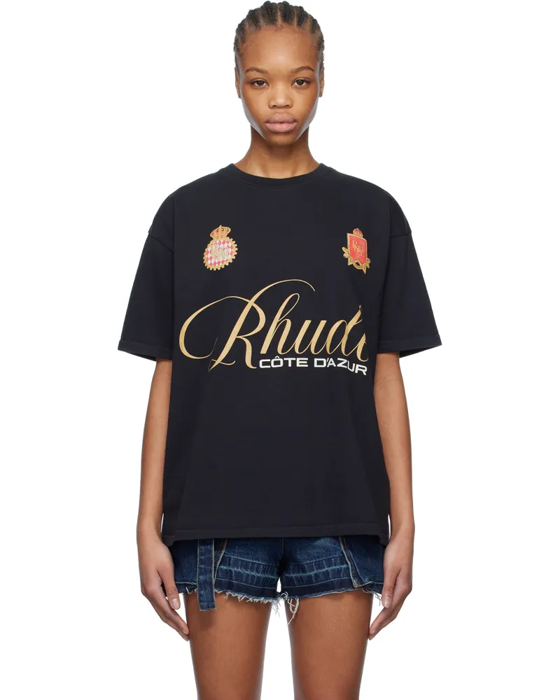RHUDE Black 'Rhude' Script Crest T-shirt 2306