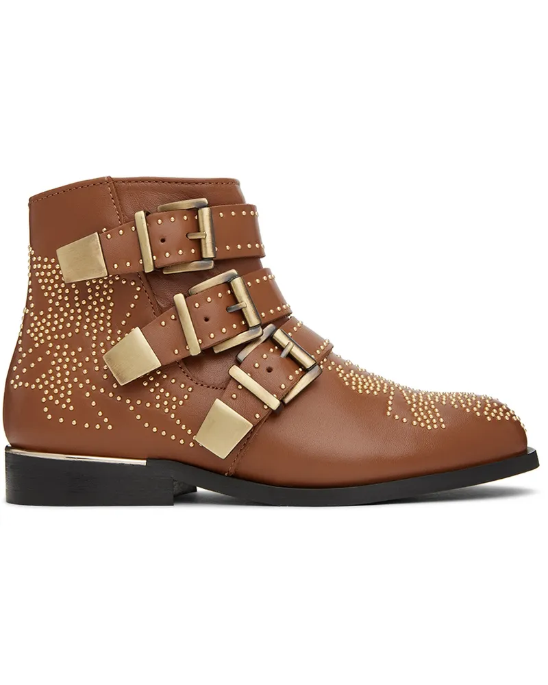 Chloé Kids Tan Studded Ankle Boots 370