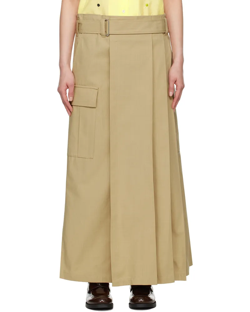 Kenzo Beige Kenzo Paris Cargo Cotton Ripstop Maxi Skirt 11