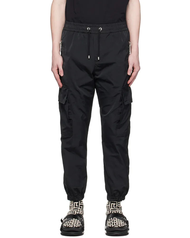 Balmain Black Drawstring Cargo Pants 0pa