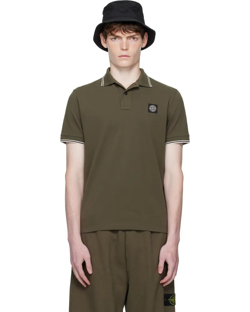 Stone Island Khaki 2200007 Organic Cotton Piqué Polo V0054