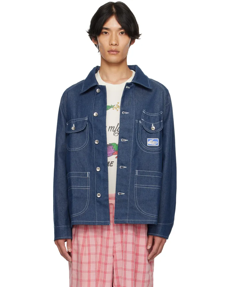 STORY mfg. Navy Circuit Denim Jacket Dark