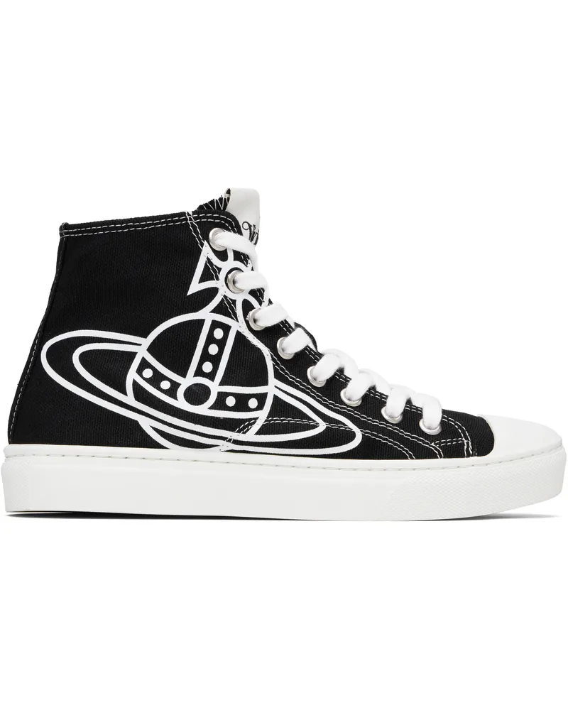 Vivienne Westwood Black Plimsoll High Top Canvas Sneakers Ss25-black