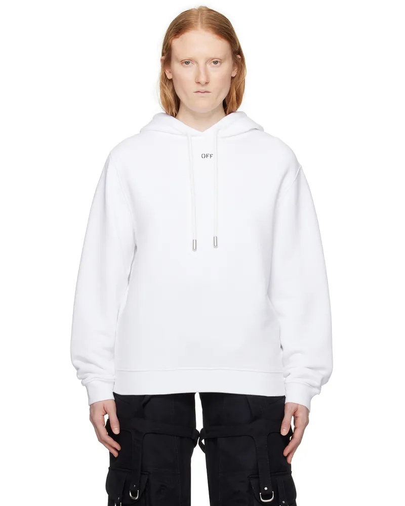 OFF-WHITE White Embroidered Hoodie White