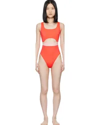 Versace Orange Greca Border One-Piece Swimsuit 2rbcoral