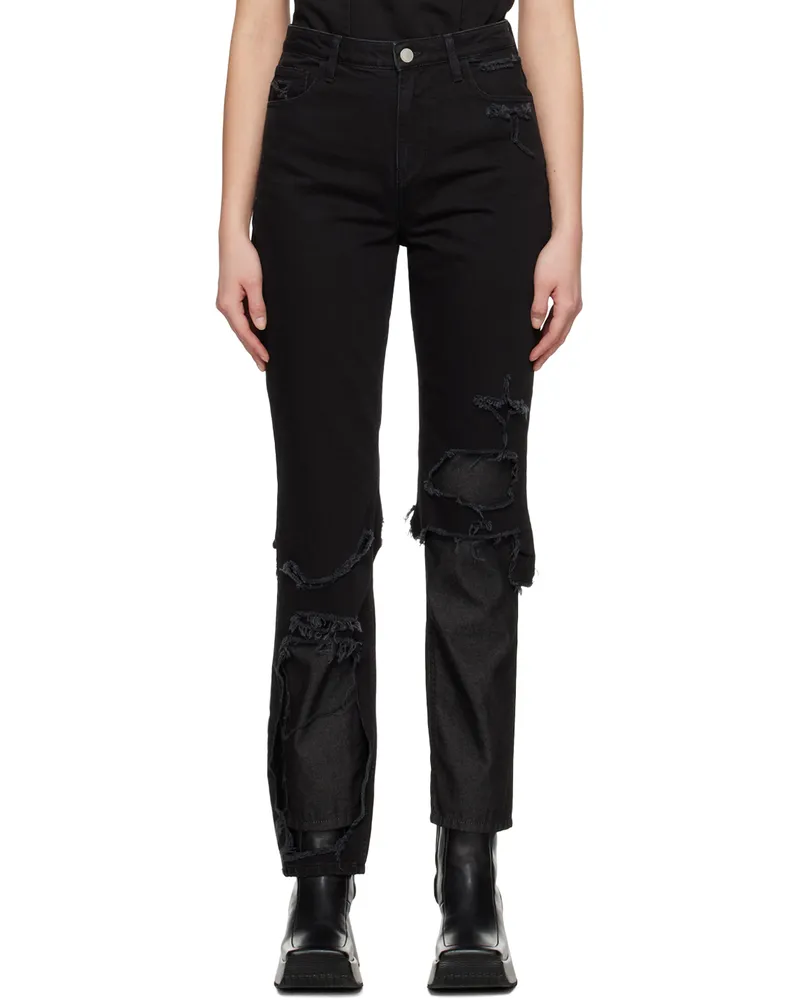 Raf Simons Black Double Destroyed Jeans 9999