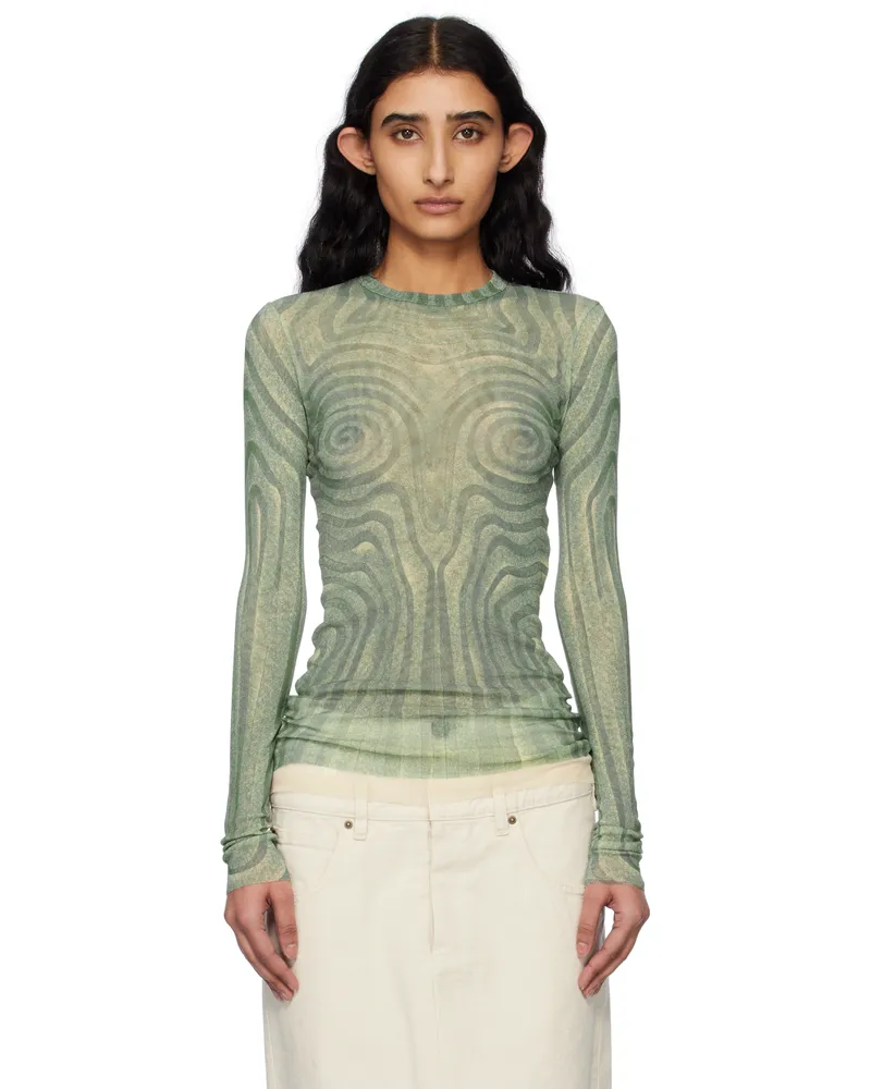 Jean Paul Gaultier Blue 'The Spirale' T-shirt 0351-ecru
