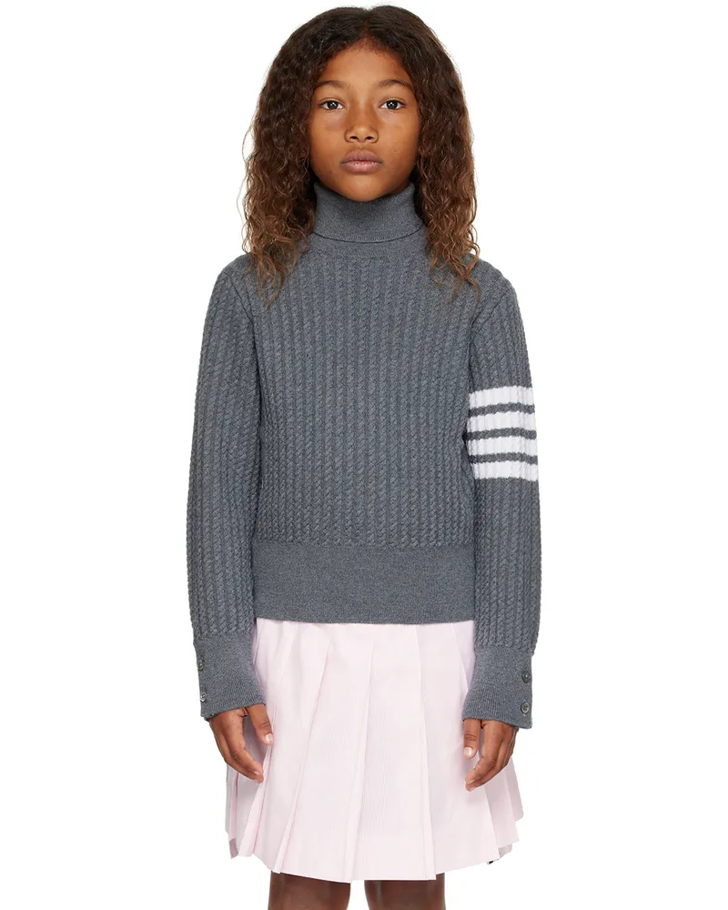 Thom Browne Kids Gray 4-Bar Sweater Med