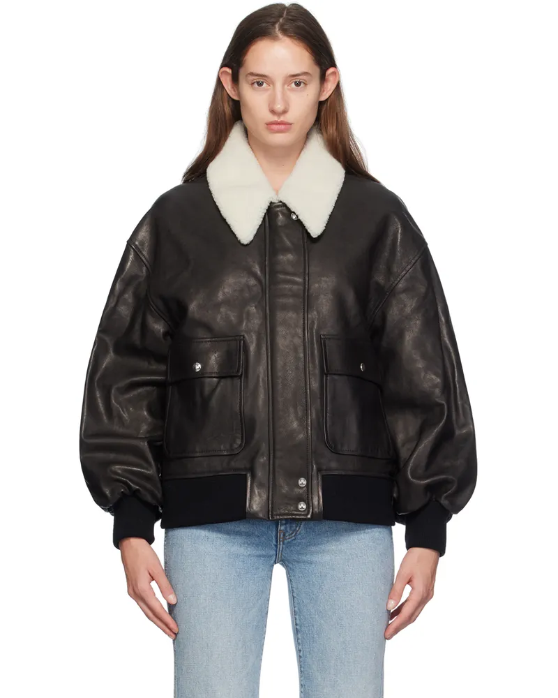 KHAITE Black Shellar Leather Jacket 200
