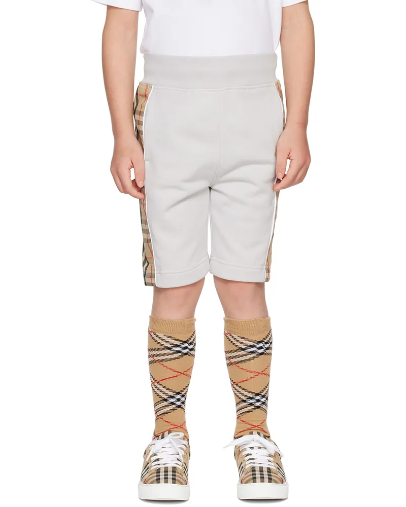 Burberry Kids Gray Vintage Check Panel Shorts Soft